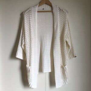 Dex Crochet Knit Pocketed Half Sleeve Open Cardigan